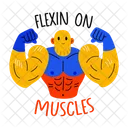 Muscles Flexing Typography Icon