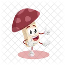 Mushroom Red Logo Mascot Hi Pose Icon