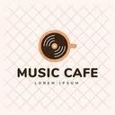 Music Cafe Hot Coffee Cafe Logomark Icon