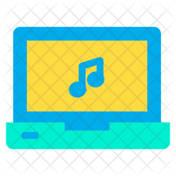 Music Laptop Icon - Download in Flat Style