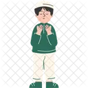 Muslim Boy Praying with Closed Eyes  Icon
