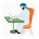 Muslim Employee Online Working Remote Job Icon