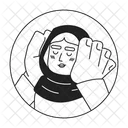 Hands On Cheeks Smiling Muslim Hijab Lady Hands Near Face Icon