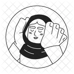 Muslim hijab lady hands on cheeks smiling  Icon