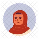 Standing Woman Muslim Hijab Face Smiling Icon