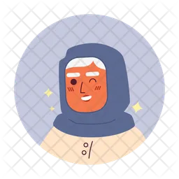 Muslim old lady winking expression  Icon