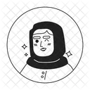 Muslim Old Lady Winking Expression Arabic Senior 아이콘