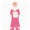 Woman Holding Praying Mat Icon