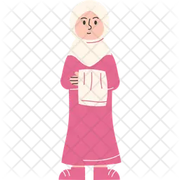 Muslim Woman Holding Praying Mat  Icon