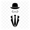 Mustache Fake Bowler Hat Icon