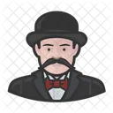 Mustache Inspector Bowler Hat Icon