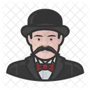 Mustache Inspector Bowler Hat Icon