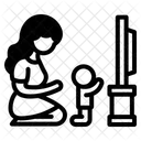 Mutter Und Kind Schauen Einen Film Symbol