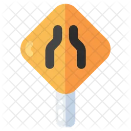 Narrow Road Ahead Sign  Icon