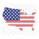 National American flag on country map  Icon