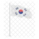National flag of South Korea on pole  Icon