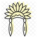 Native American Headdress Color Shadow Thinline Icon Icon