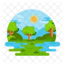 Morgenlandschaft Naturlandschaft Naturansicht Symbol