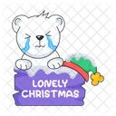 Navidad Solitaria Oso Triste Oso Llorando Icono