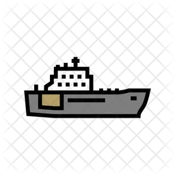 Navy Boat Icon - Download in Colored Outline Style