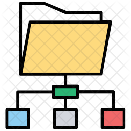 Network Folder Icon - Download in Colored Outline Style