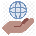 Netzwerk Globus Hand  Symbol