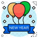 新年の風船、新年のガスバッグ、新年のエアボール アイコン