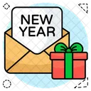 新年の招待状、新年の招待状カード、新年の招待状封筒 アイコン