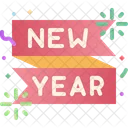 New Year Ribbon Confetti Decoration Icon