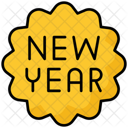 New Year Sticker Icon - Download in Colored Outline Style