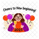 New year stickers  Icon