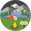Night Camping Camp Tent 아이콘
