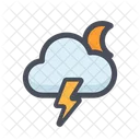 Night Thunder Bolt Cloud Thunder Thunderstorm Icon