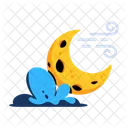 Windy Night Night View Night Weather Symbol