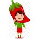 Chica niños personaje de chile rojo  Icono