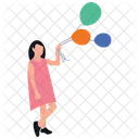 Niña sosteniendo globos  Icono