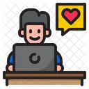 Nino Charlando En Una Computadora Portatil Computadora Portatil Hombre Icono