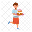 Nino Feliz Con Pastel Alegre Nino En Edad Preescolar Icono