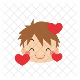 Niño sonriendo con corazones  Icono