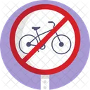 No Bicycle Sign Post Icon