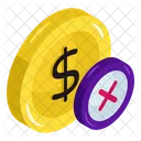 No Dollar No Cash No Money Icon