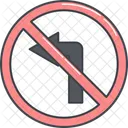 No Left Turn Sign  Icon