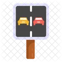 No Overtaking Road Post Traffic Board Icon