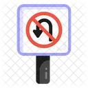 회전 금지 도로 기둥 교통 표지판 아이콘