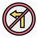 No Turn Left Road Sign Signaling Icon