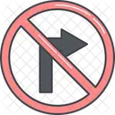 No Turn Right Sign  Icon