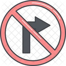 No Turn Right Sign  Icon