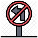 No Turning Left Turn Left Circulation Icon