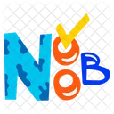 Noob Text Tick Mark Checkmark Icon
