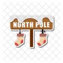 North Pole Sign Christmas Signboard Icon